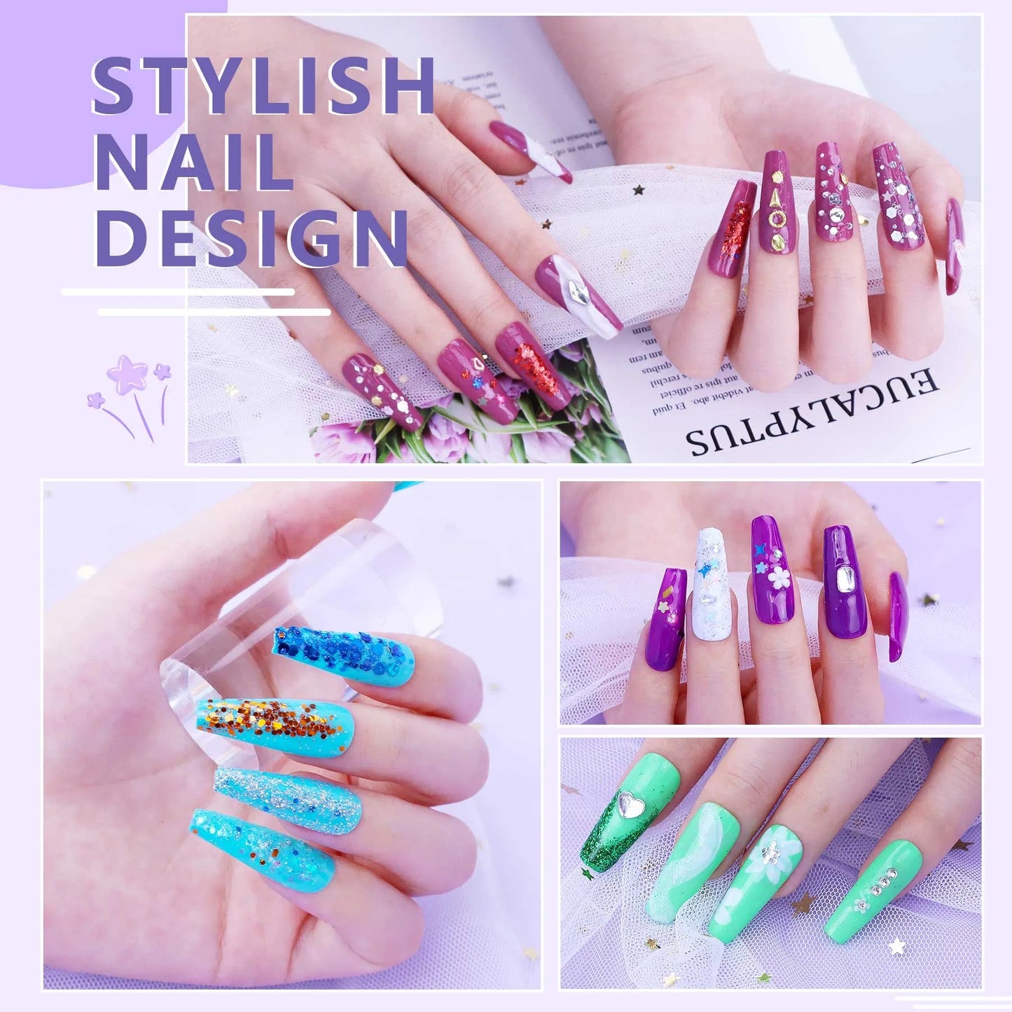 Acrylic Nail Kit With Everything For Beginners, Professional Nail Starter Kit , 24 Color Glitter Acrylic Powder And Liquid Monomer Set, Nail Glitter And DIY Nail Art Tools
