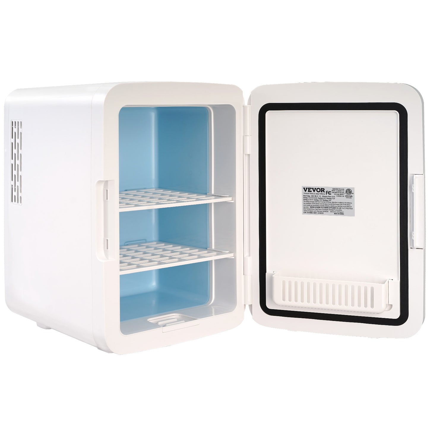 Vevor Mini Fridge,10L 12 Can Luxury Skin Care Refrigerator, Small Beverage Fridges For Bedroom Office Dorm Car Travel, AC DC Cooler & Heat For Foods, Drink, Breast Milk Storage & Chill, White