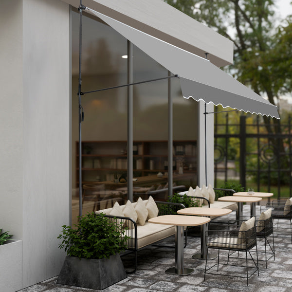 300x120x200-300cm, Grey, Support Canopy, Polyester Fabric, Aluminum-iron Frame, Retractable