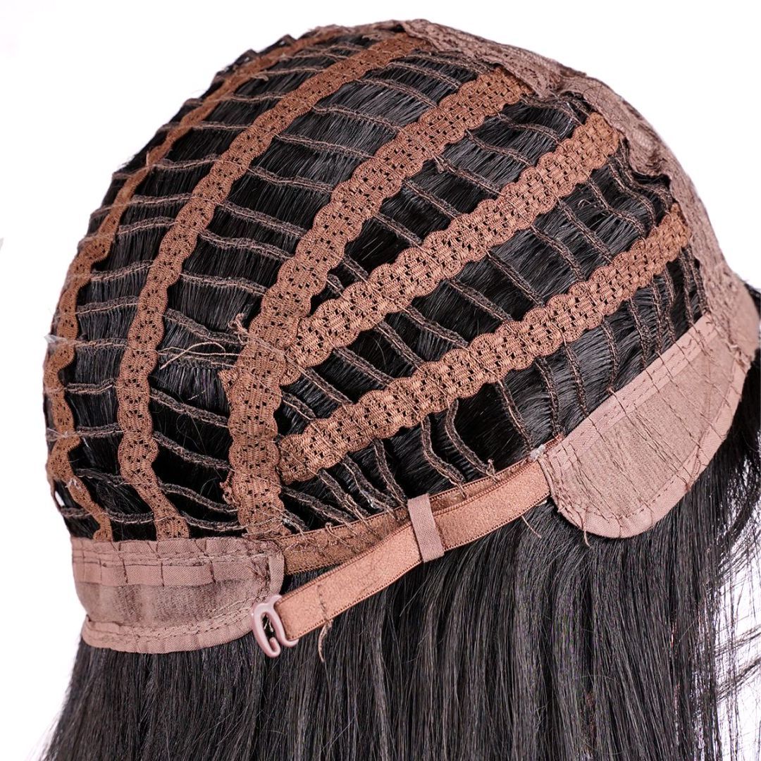 bald beautiful woman long hair hair loss confidence - black wig