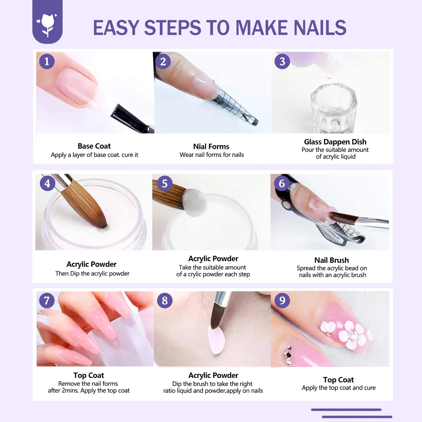 Acrylic Nail Kit With Everything For Beginners, Professional Nail Starter Kit , 24 Color Glitter Acrylic Powder And Liquid Monomer Set, Nail Glitter And DIY Nail Art Tools