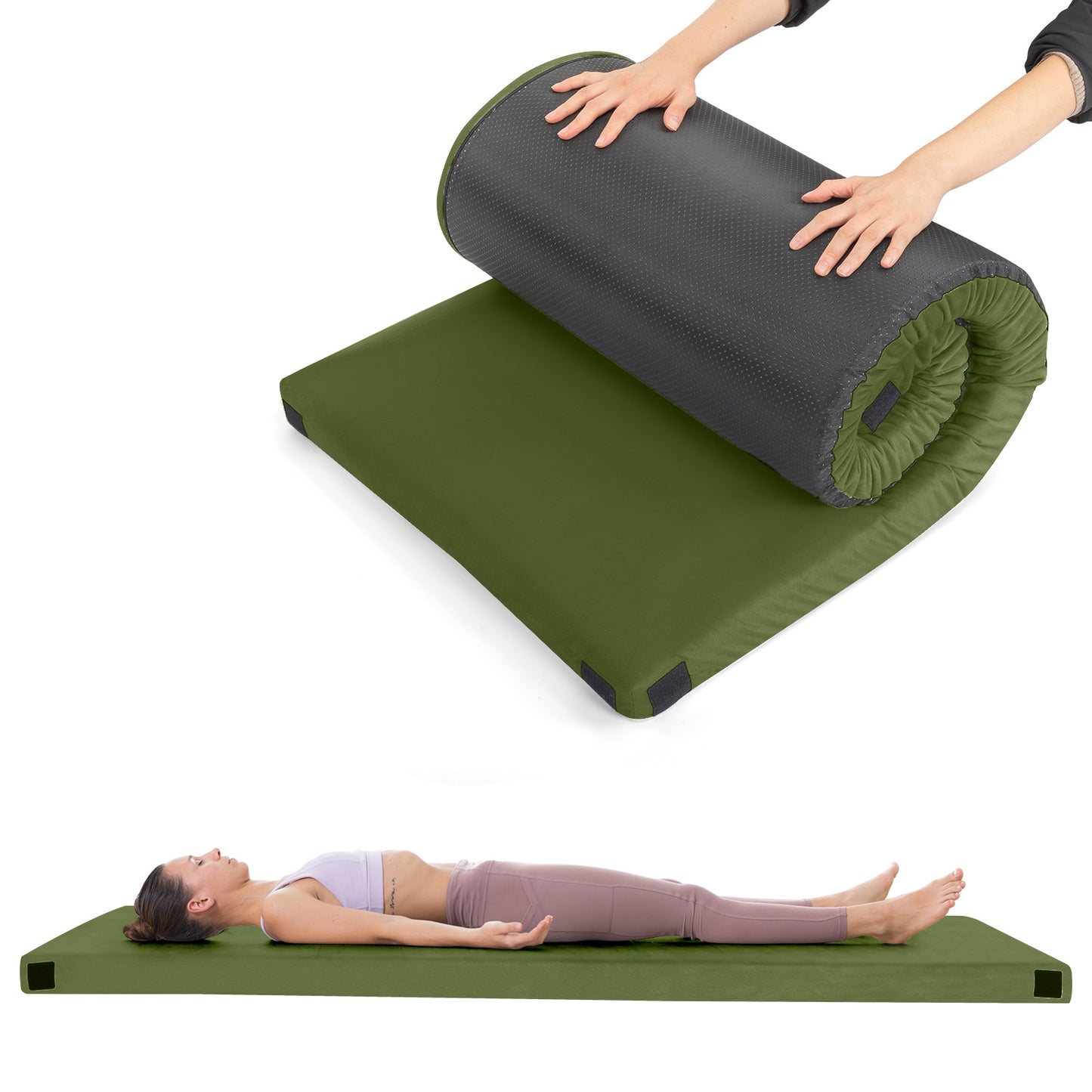 75x30x2.5in, Memory Foam, Army Green, Camping Mattress With Storage Bag
