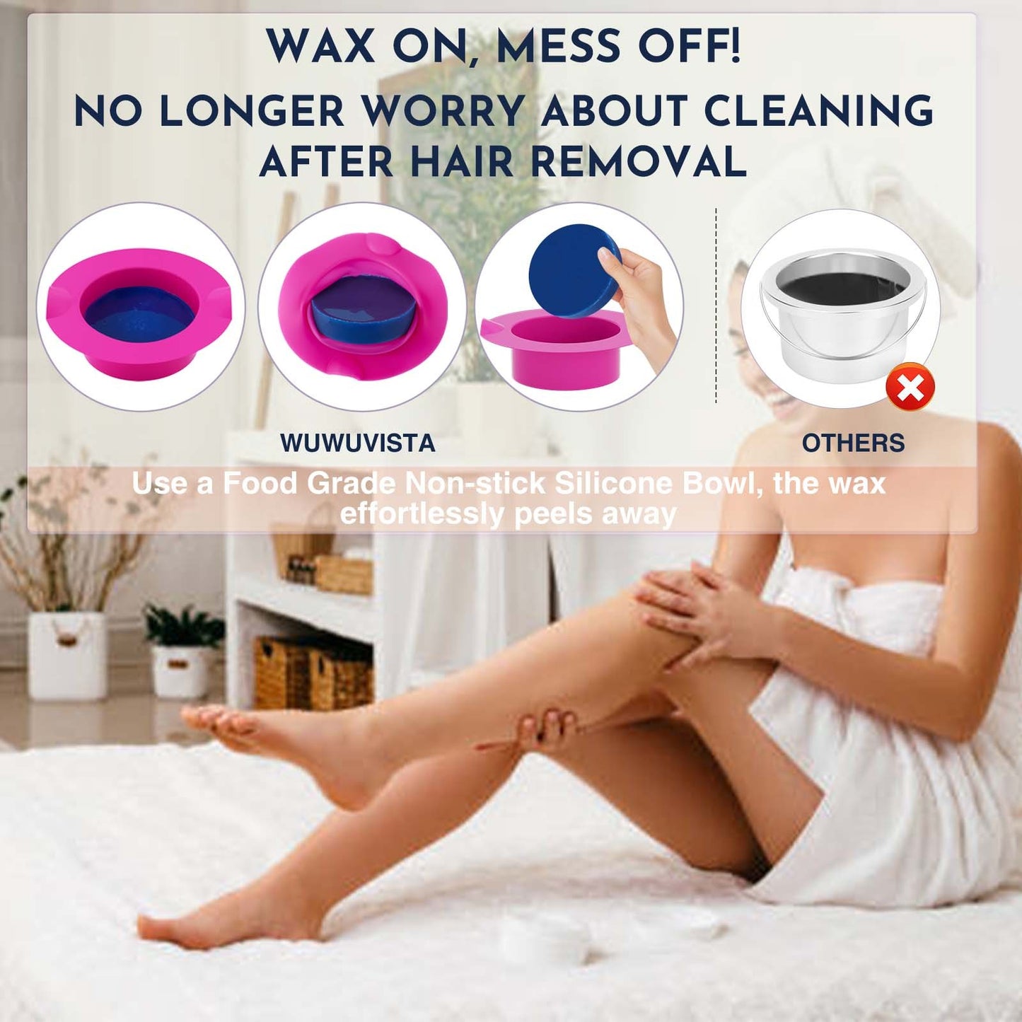 Waxing Kit WUWUVISTA 23 Items Hair Removal Wax Kit With Wax Warmer Waxing Beads For Face, Brazilian, Full Body, Bikini, Sensitiive Skin Skin Suitable For Plugs Of American, European Specification