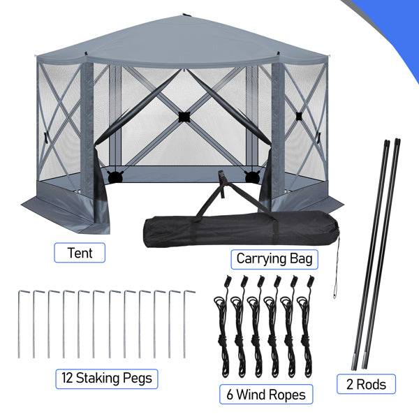 12X12ft Dark Gray Hexagonal Automatic Folding Tent