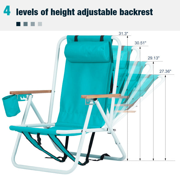 1pc 23x21.7x31.5in Mint Green Beach Chair