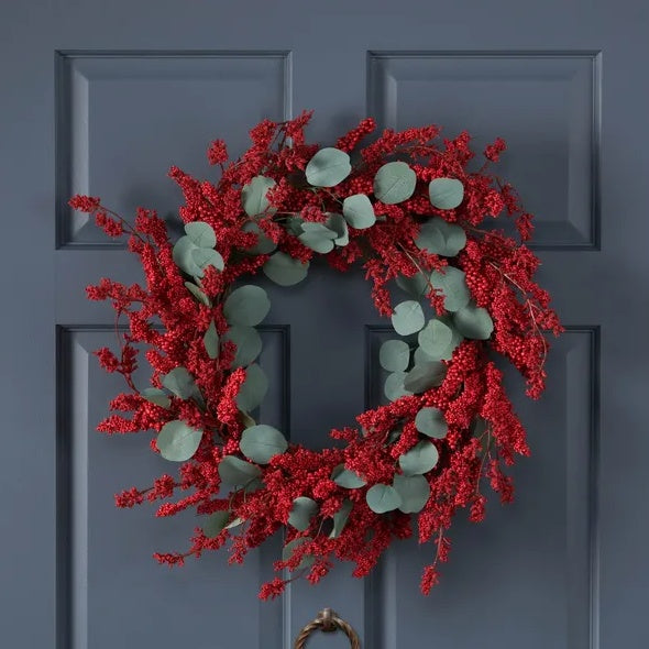 29 Artificial Christmas Wreath With Eucalyptus Berries,Decorations For Everyday Farmhouse Window OutdoorIndoor