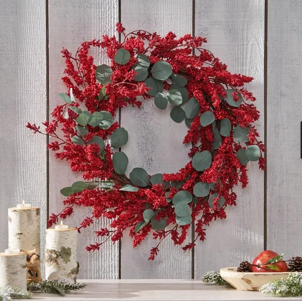29 Artificial Christmas Wreath With Eucalyptus Berries,Decorations For Everyday Farmhouse Window OutdoorIndoor
