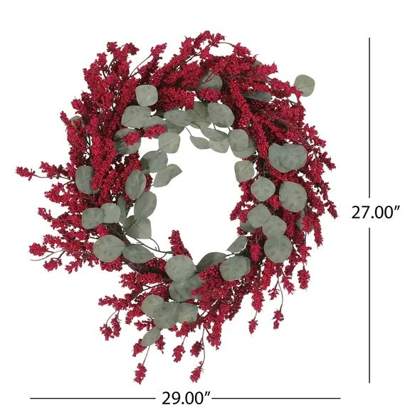 29 Artificial Christmas Wreath With Eucalyptus Berries,Decorations For Everyday Farmhouse Window OutdoorIndoor