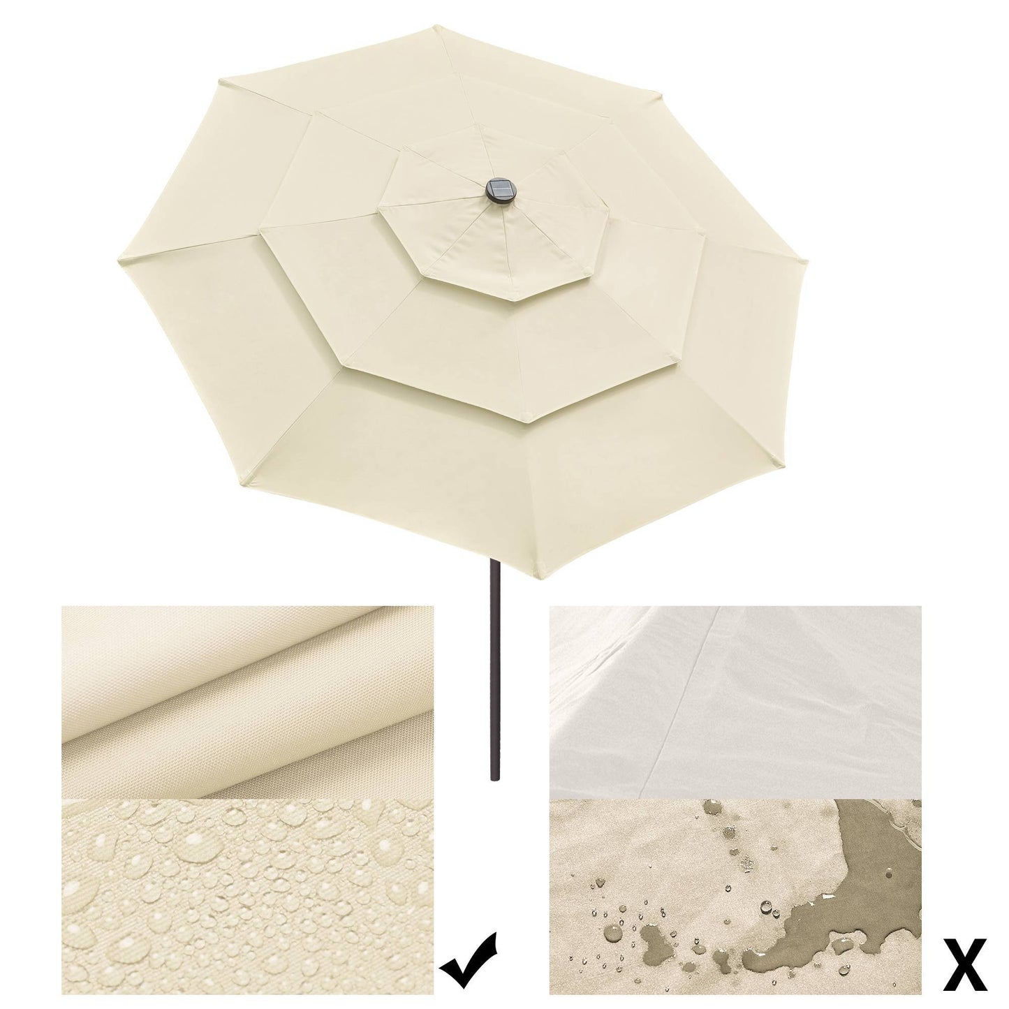 9Ft 3-Tiers 24LEDS Patio Umbrella