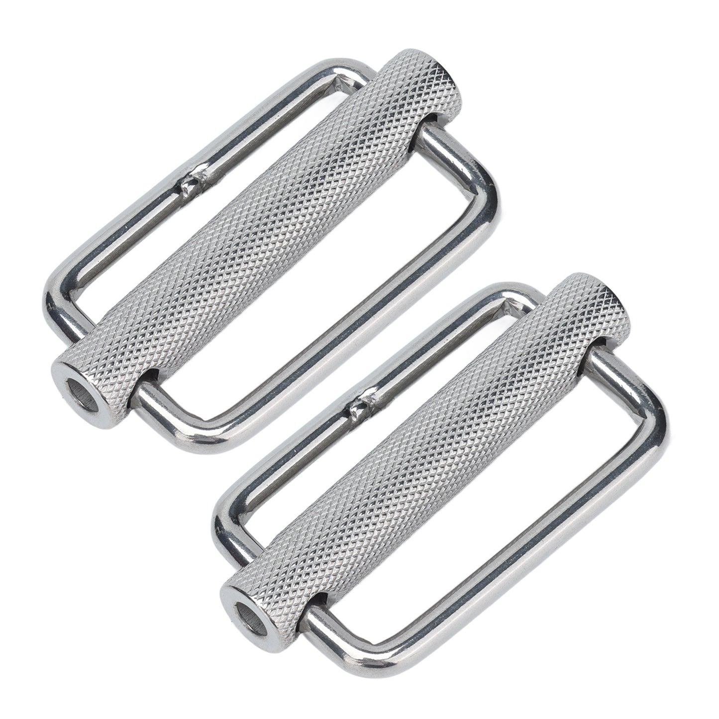 2Pcs Slide Buckle 316 Stainless Steel Rectangle Adjustable Knurled Roller Belt Buckles50mm