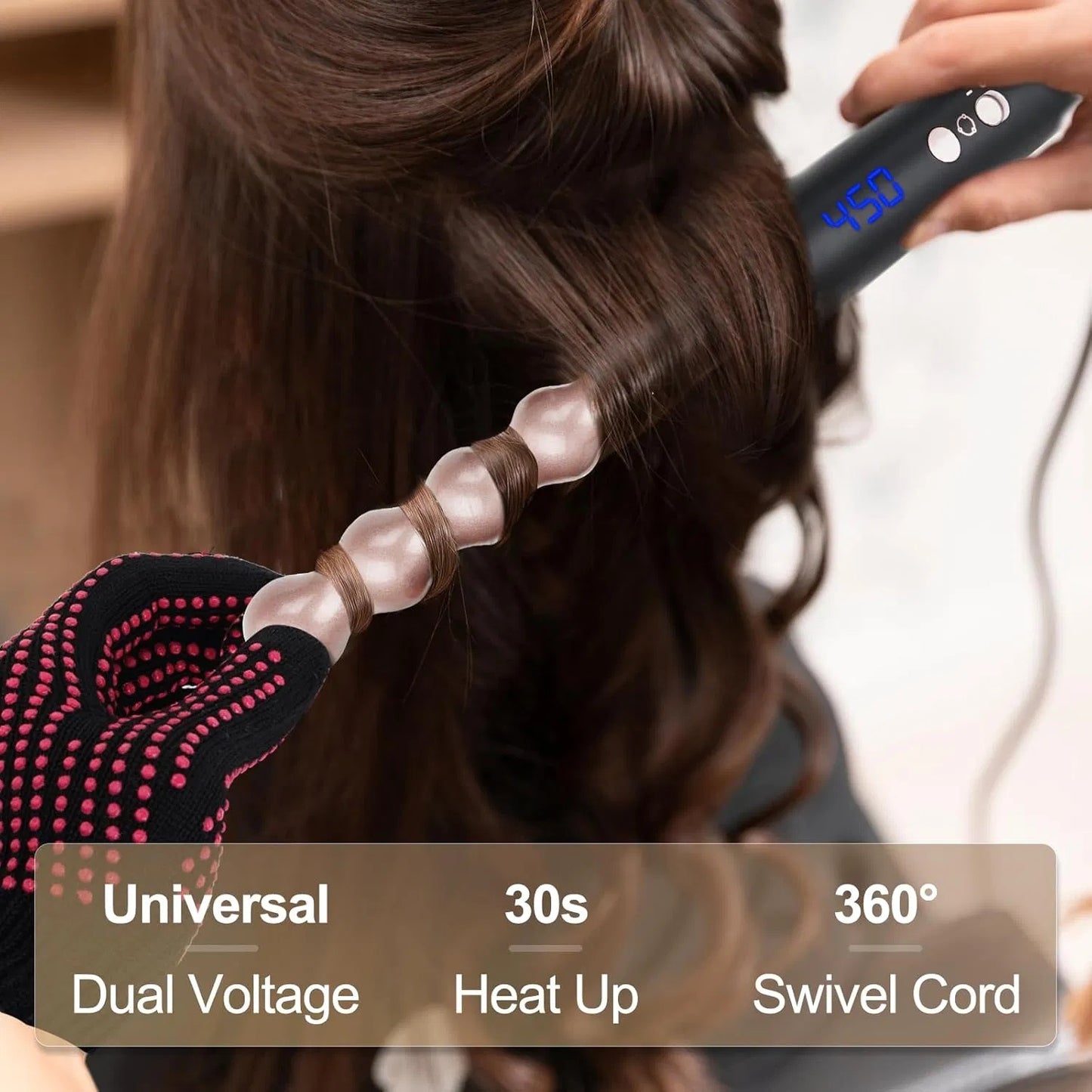 5-in-1 Curling Iron Set, Curling Wand Set With LCD Digital Display And Interchangeable 5 Curling Irons For All Hair Types - Black
