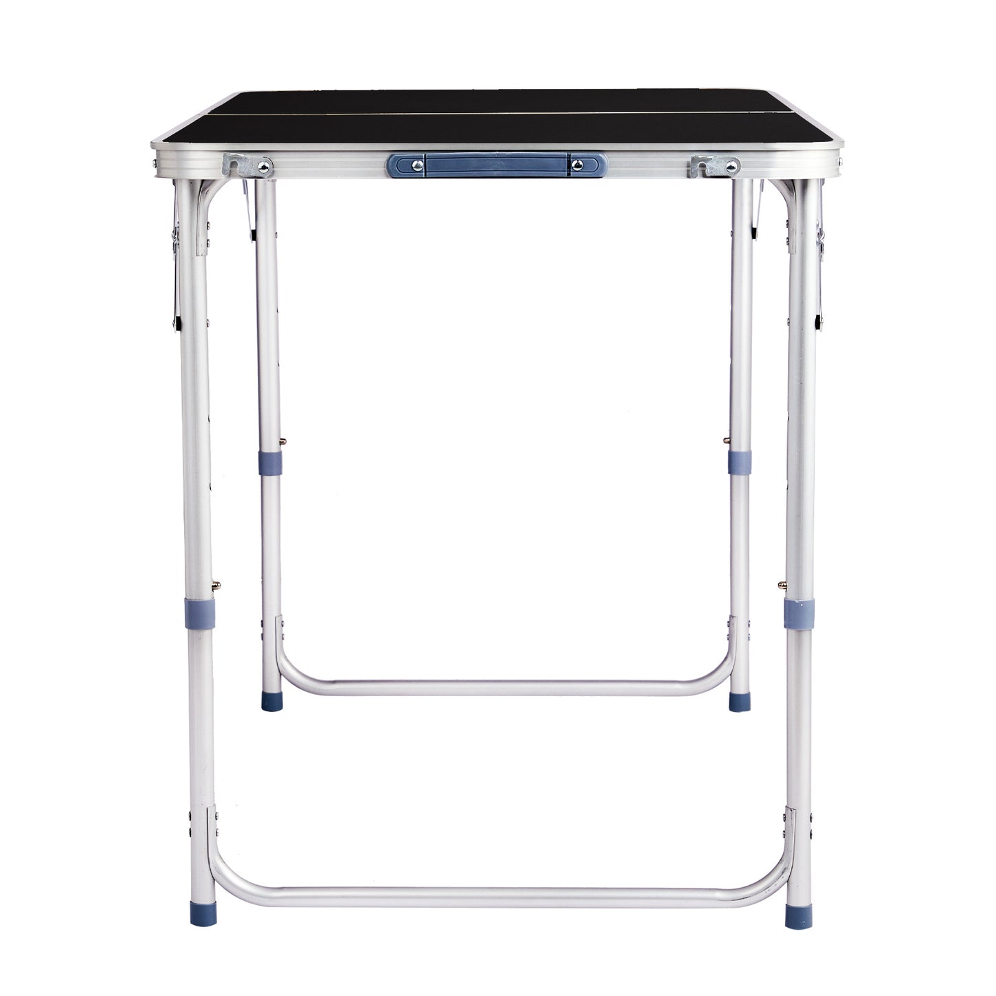 4ft Black Outdoor Folding Table Aluminum Alloy Rectangular 50kg Two Fold Tabletop