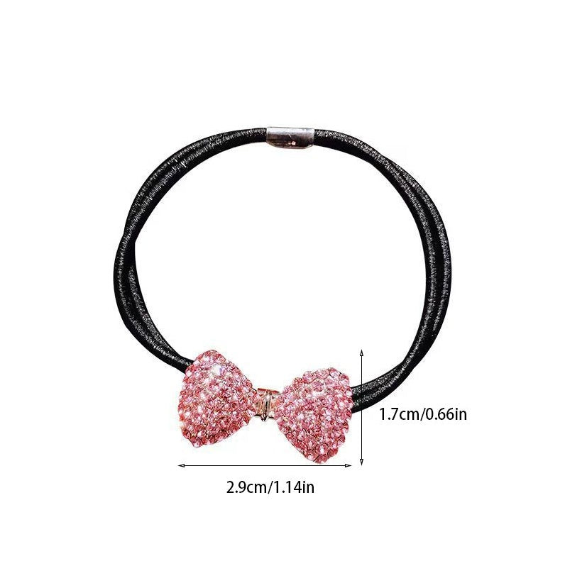 2PCS Temperament Water Diamond Butterfly Bow Hair Rope