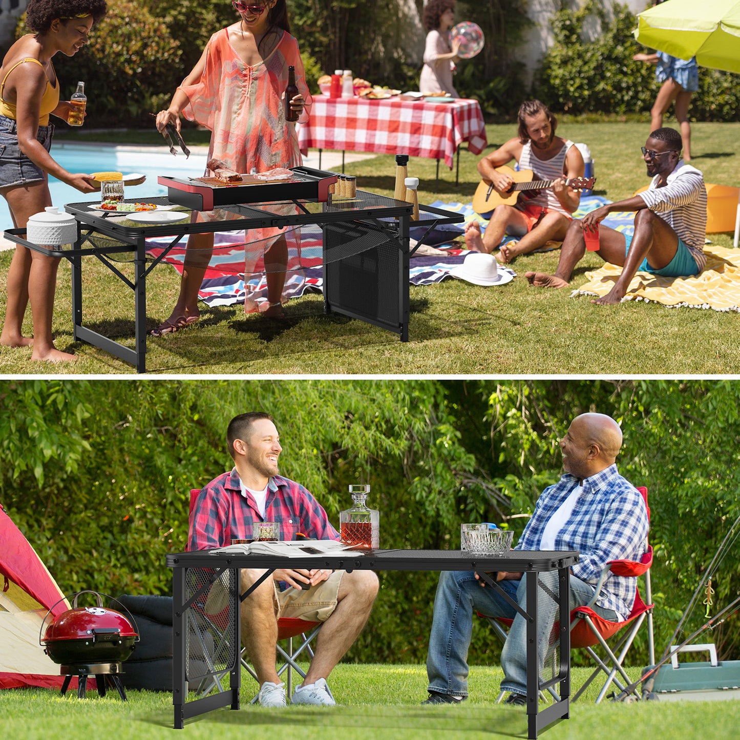 4.7ft Black Outdoor Folding Table