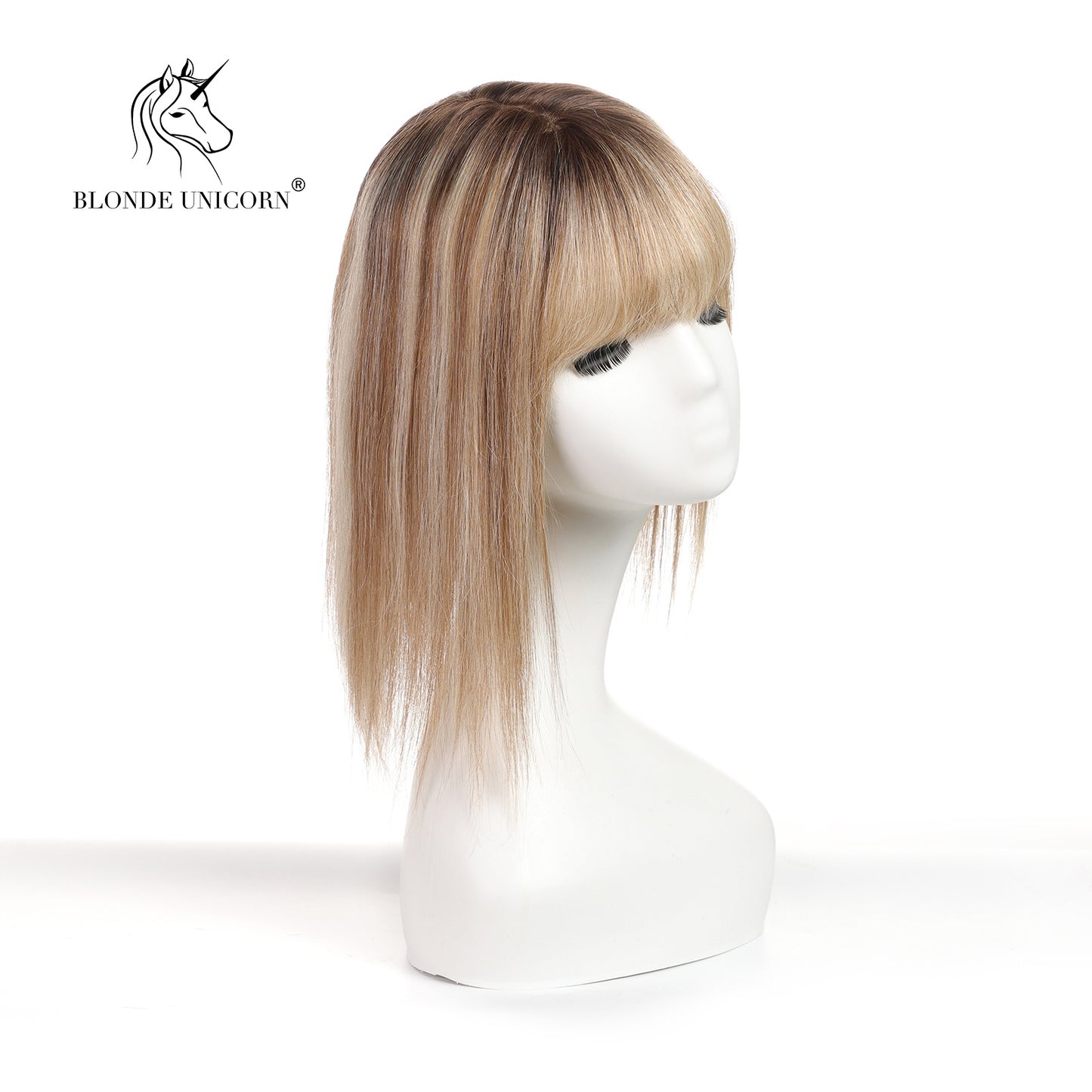Blonde Ombre Light Brown Hand Made Real Human Hair Toppers For Women