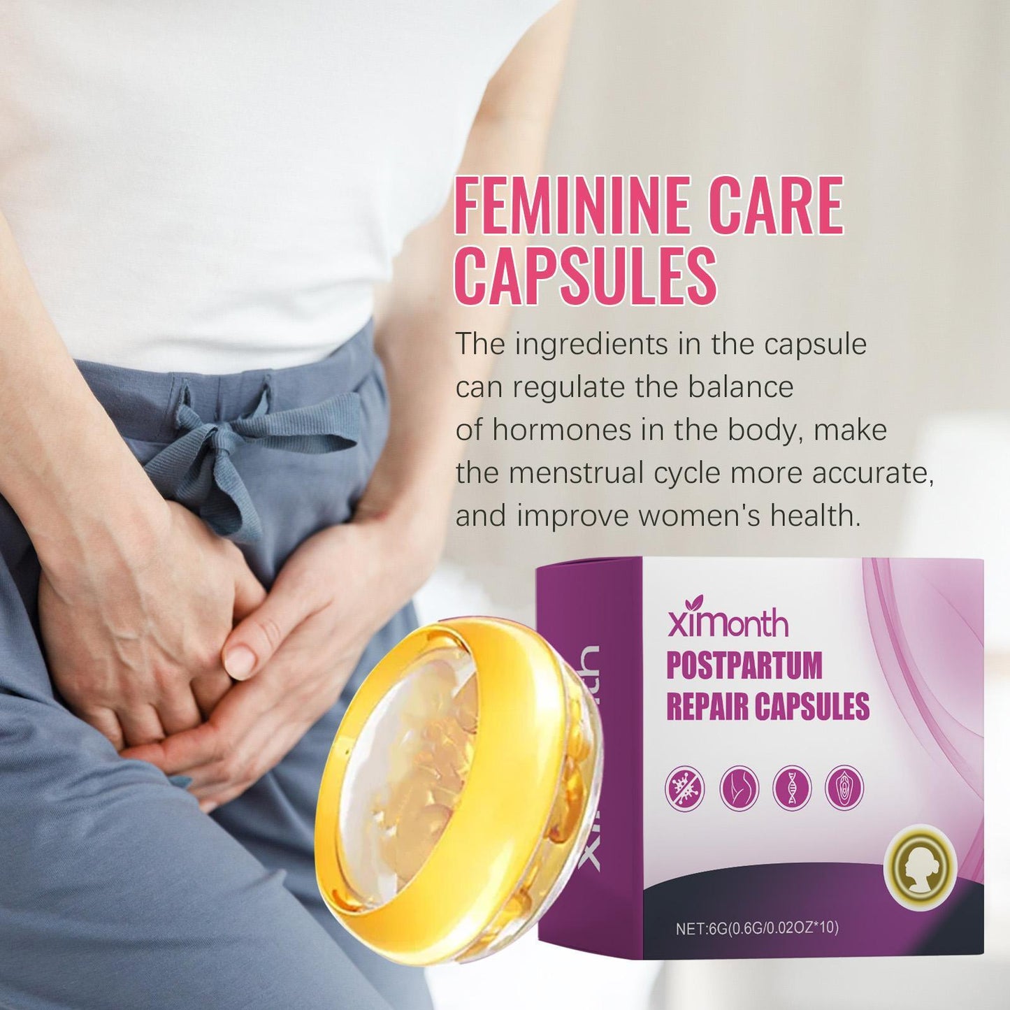 Ximengsi Postpartum Repair Capsules, Remove Odor, Relieve Itching, Body Cleansing And Gentle Care For Women's Skin