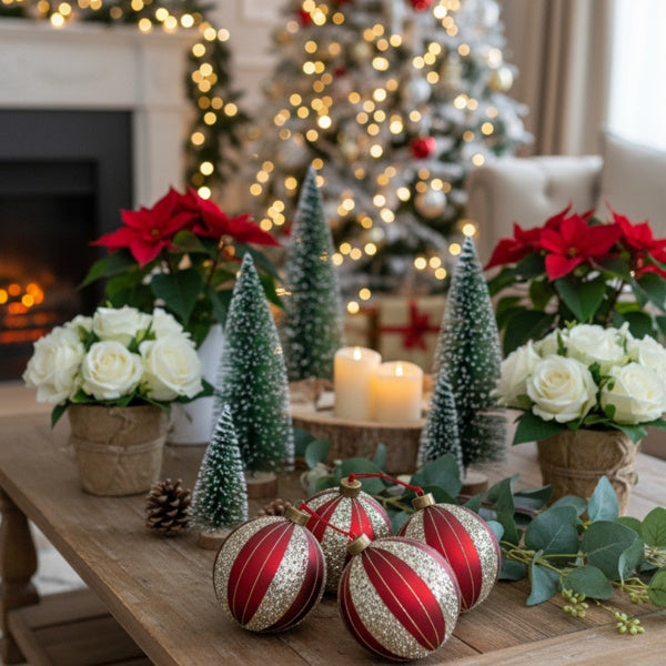 4PCS Set Christmas Glass Ball Ornaments Holiday Tree Hanging Decorations Party Decor Supplies FBA Shipment