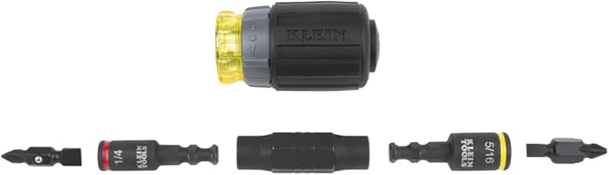 Klein Tools 32561HDRT KNECT 7-in-1ラチェットスクリュードライバー、耐衝撃性、スタビー、プラスビット、マイナスビット、3ナットドライバー、アダプター、7点セット