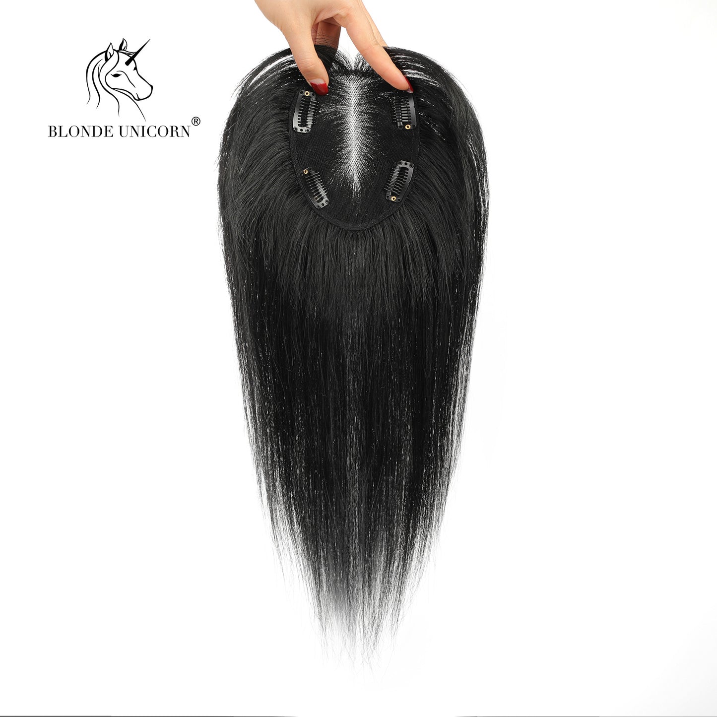 Blonde Natural Black Hand Tied Real Human Hair Toppers For Women