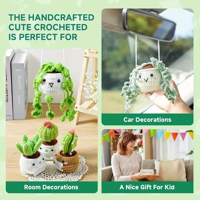 Crochet Kit Crochet Kit For Beginners Emotional Support Succulent Crochet & Knitting Kit With Step By Step Video Lessons 6pcs Succulent Crochet Kit With Crochet Accessories