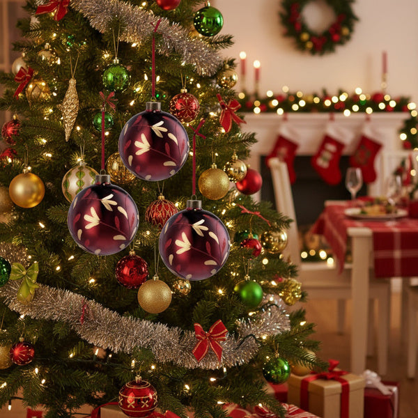 4PCS Set Christmas Glass Ball Ornaments Hanging Tree Decorations Shiny Holiday Party Decor Xmas Tree Decorations FBA Shipment