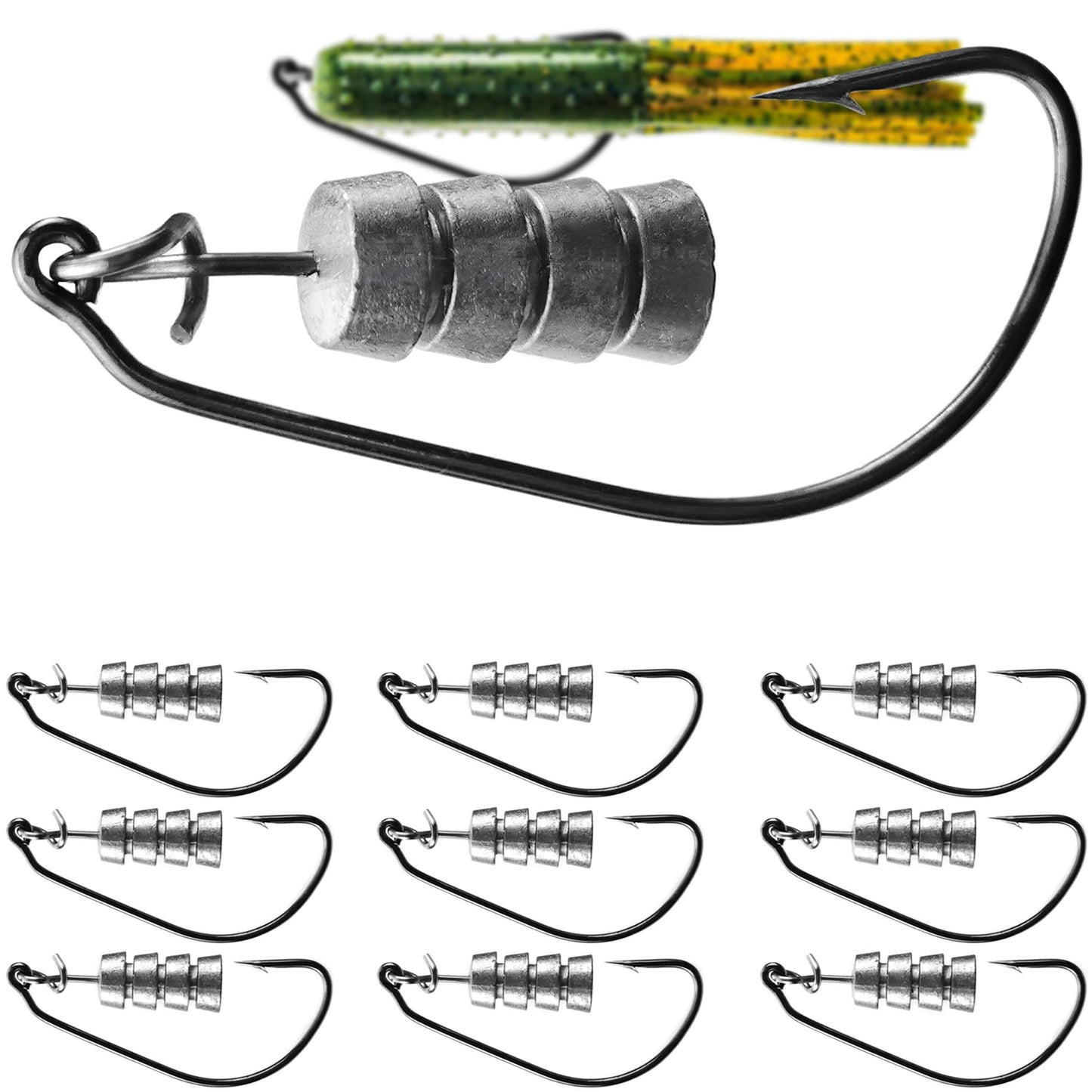VMSIXVM Tube Jig Heads for Bass Fishing Tube Worm Jigs Tube Bait Hooks for Bass Crappie Trout Tube Hooks Tube Jigs kit for Freshwater Saltwater 1/8oz 3/16oz 1/4oz