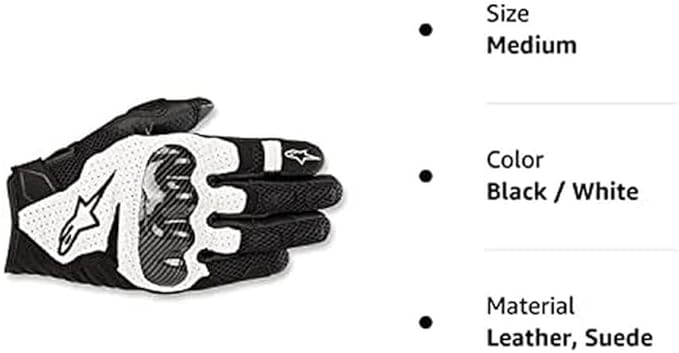Alpinestars SMX 1 Air V2 Motorcycle Gloves Lightweight Ventilated Design Street Riding Comfort Enhanced Grip Protection