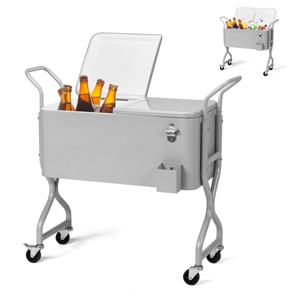 80QT Silver Gray Fried Dough Twists Design Leg Type Single Side Up And Down Flip Freezing Heat Preservation Cart