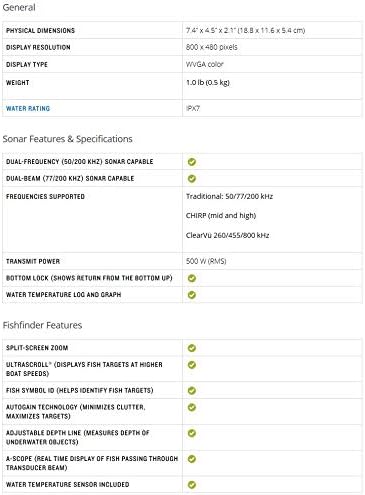 Garmin 010-01872-00 STRIKER 5CV 振動子付き 5インチGPS魚探 CHIRP従来型およびClearVuスキャンソナー振動子内蔵 Quickdraw Contoursマッピングソフトウェア