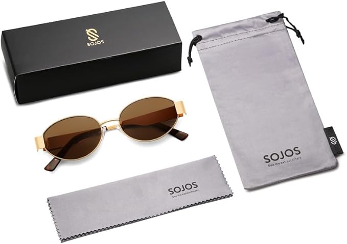 SOJOS Retro Oval Sunglasses for Women Trendy Classic Shades UV400 Protection SJ1256