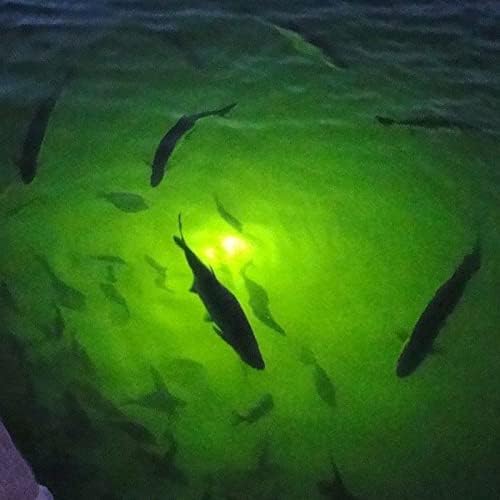 70W 130W DC 12V IP68 Waterproof Aluminum High Power Glowing Boat Fish Attractants Lure Green Submersible Fishing Lights LED Underwater For At Night Snook Crappie with Battery Clips Cigarette Charger Plug