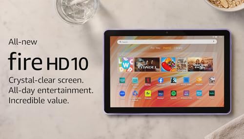Like-New Amazon Fire HD 10 tablet (newest model) built for relaxation, 10.1" vibrant Full HD screen, octa-core processor, 3 GB RAM, 32 GB, Black