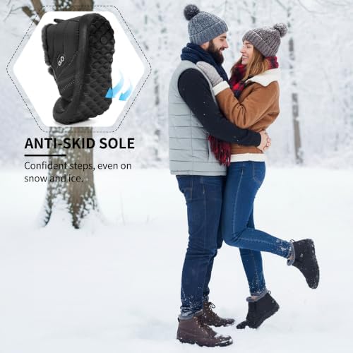 HARENCE Snow Boots for Women Winter Boot with Comfortable Warm Fur Lined Ankle Booties Outdoor Slip On Waterproof Short Boots