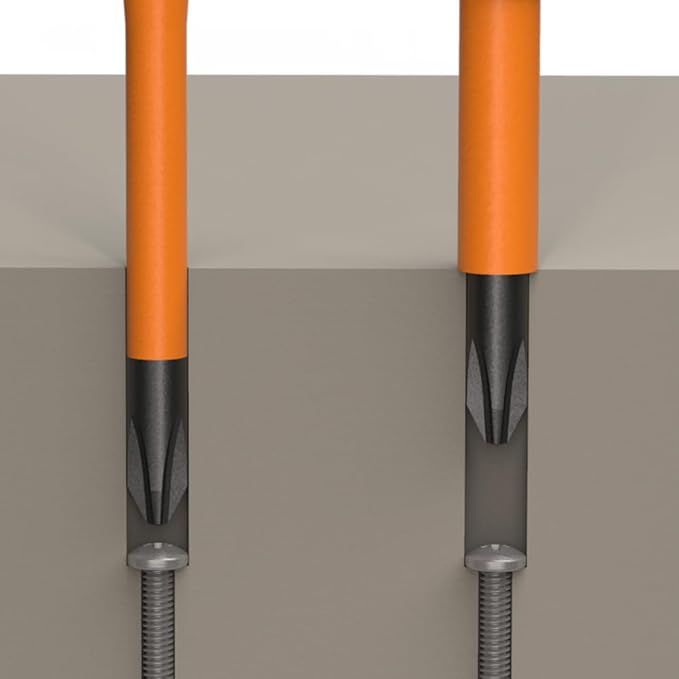 Klein Tools 32293 Insulated Screwdriver, 2-in-1 Screwdriver Set with Flip Blade, #2 Phillips and1/4-Inch Slotted Tips, Double-Ended Blades