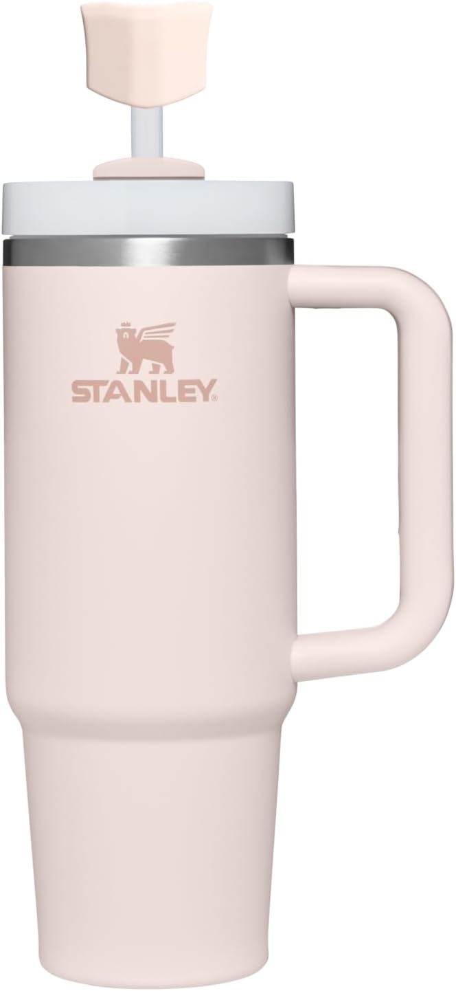 Stanley Quencher Stay Smooth Anti-Pucker Straw Topper 2-Pack | Ergonomic Sip Through Straw Cap for Tumbler with Handle | Silicone Accessory for Drinking Cup | BPA-Free | Rose Quartz