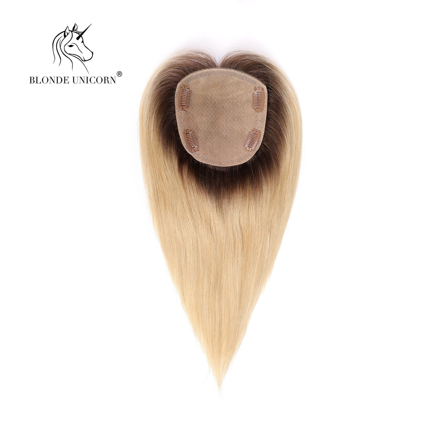 Blonde Ombre Bleach Blonde Hand Made Real Human Hair Toppers For Women