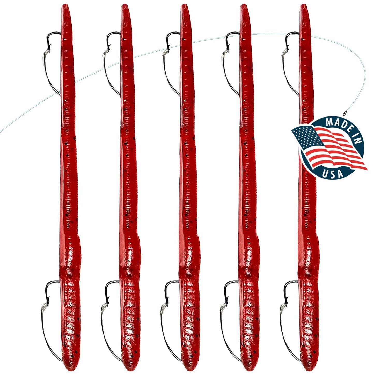 Delong Lures Weedless Pre-Rigged Fishing Lures Bass Set Pike and Anything in Between - Made in USA - Extra Durable Soft Plastic Swimbaits for Bass Fishing Lures - 5 PCS Bass Baits and Lures Pack