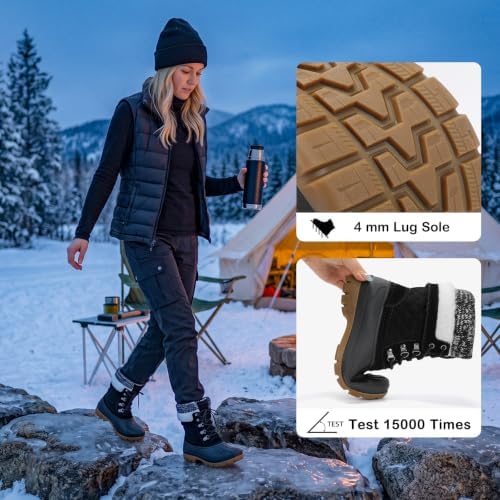 Womens Duck Boots Waterproof Winter Snow Mid-Calf Booties for Cold Weather