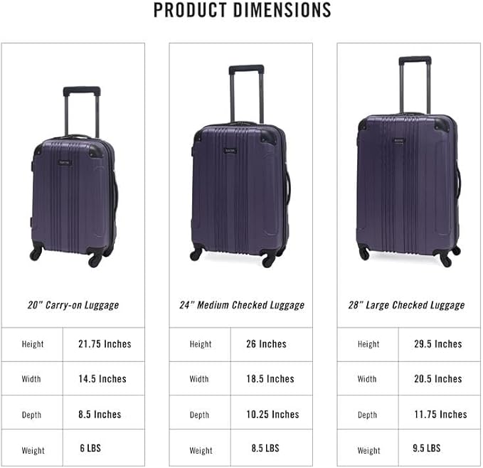 Kenneth Cole REACTION アウトオブバウンズ 軽量ハードシェル 4輪スピナーラゲージ スモーキーパープル 2点セット(20インチ&28インチ)
