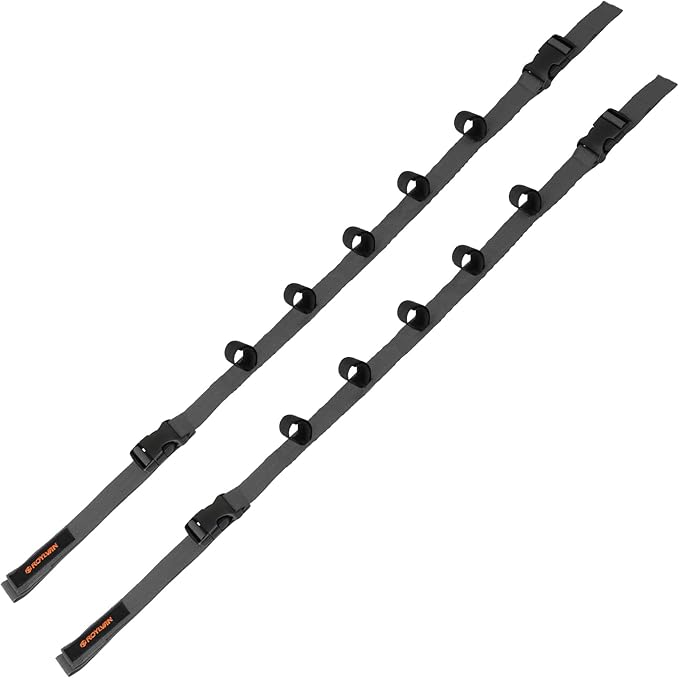 2 Pack Vehicle Fishing Rod Holder for Car, Fishing Pole Car Rack 5 Rods Capacity, Adjustable 30 to 54 Inches Horizontal Car Roof Fishing Pole Storage Carrier Belt for SUV, Truck and Van, Gray