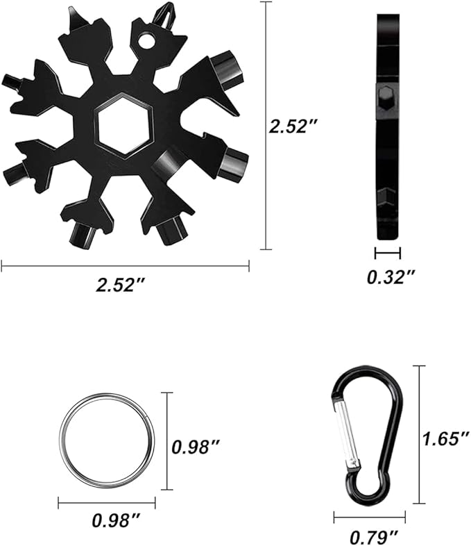 Stocking Stuffers for Adults Men, 2 Pack 18 in 1 Snowflake Multitool, Christmas Gifts for Adults, White Elephant Gifts for Men Who Have Everything,Tool Gift for Him Women Husband Boys