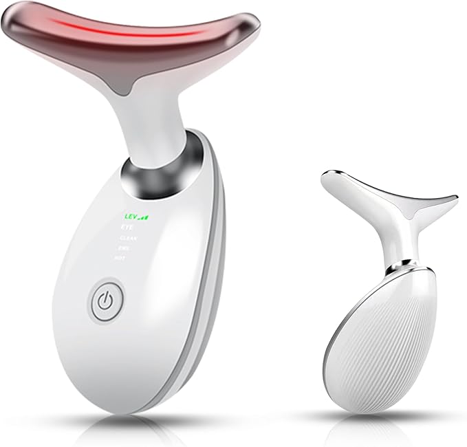 顔と首のマッサージャー光線療法、女性用顔マッサージャー器具、7色顔首マッサージャー、顔彫刻ツール、顔マッサージャー顔リフト装置、True Beauty Glow顔マッサージャー