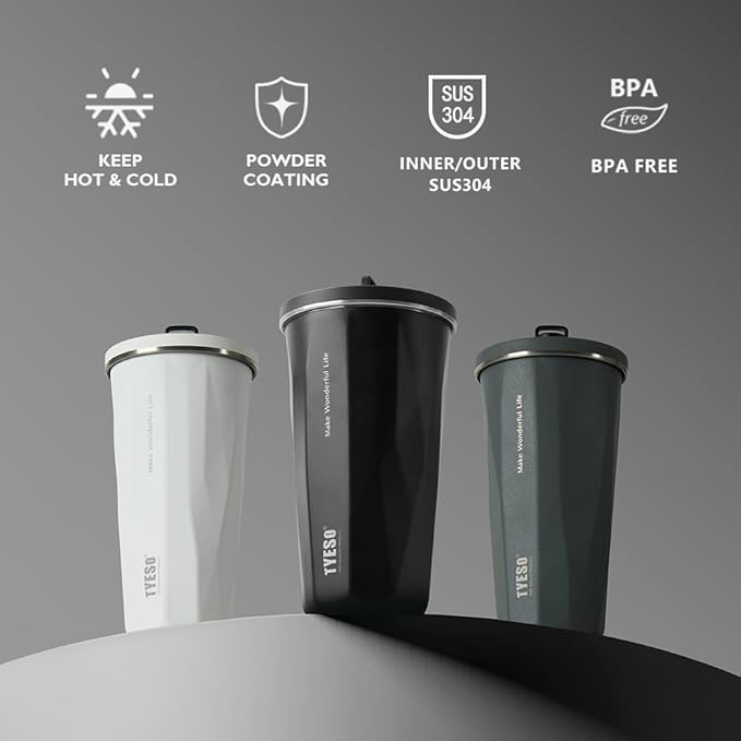 TYESO 20oz Tumbler with Retractable Straw, Stainless Steel Tumbler with straw inside Stainless steel wide-mouth vacuum insulation bottler home office outdoor multi-color (GRADIENT SAKURA, 20 oz)