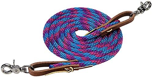 Weaver Leather Poly Roper Rein, Hurricane Blue/Pink Fusion/Purple Jazz, 3/8" x 8'