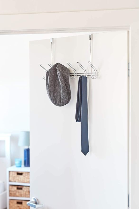iDesign Classico Steel Over-The-Door 12-Hook Storage Rack - 18.75" x 5" x 10.75", Chrome