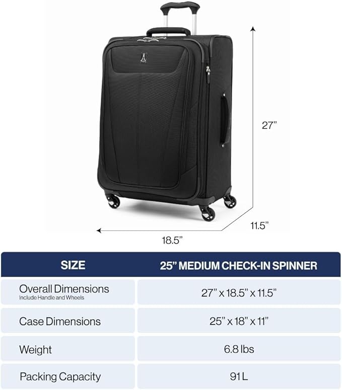 Travelpro Maxlite 5 ソフトサイド 拡張可能ラゲッジ 4輪スピナー付き 軽量スーツケース 男女兼用 フォレストグリーン チェックイン-M 25インチ