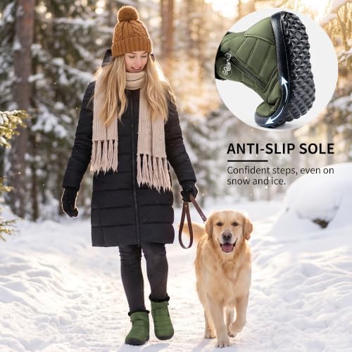 HARENCE Snow Boots for Women Winter Boot with Comfortable Warm Fur Lined Ankle Booties Outdoor Slip On Waterproof Short Boots