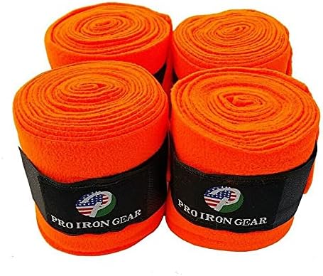 Horse Fleece Wraps Bandages/Polo Wraps/Stable Wraps Equestrian Leg Wraps Set of 4 Equestrian Boot Protection (Orange)