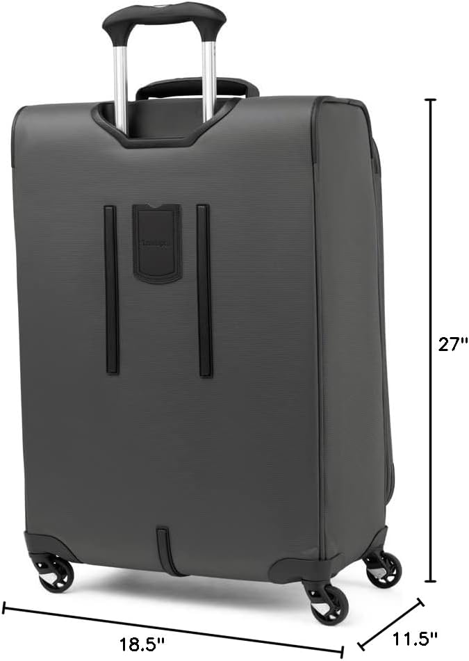 Travelpro Maxlite 5 ソフトサイド 拡張可能 スピナーホイール4輪 軽量スーツケース 男女兼用 シャドーグレー, チェック済み-M 25インチ