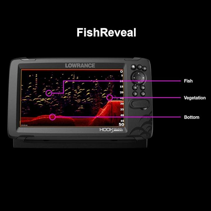 Lowrance HOOK Reveal 5 SplitShot - 5-inch Fish Finder with SplitShot Transducer, Preloaded C-MAP US Inland Mapping